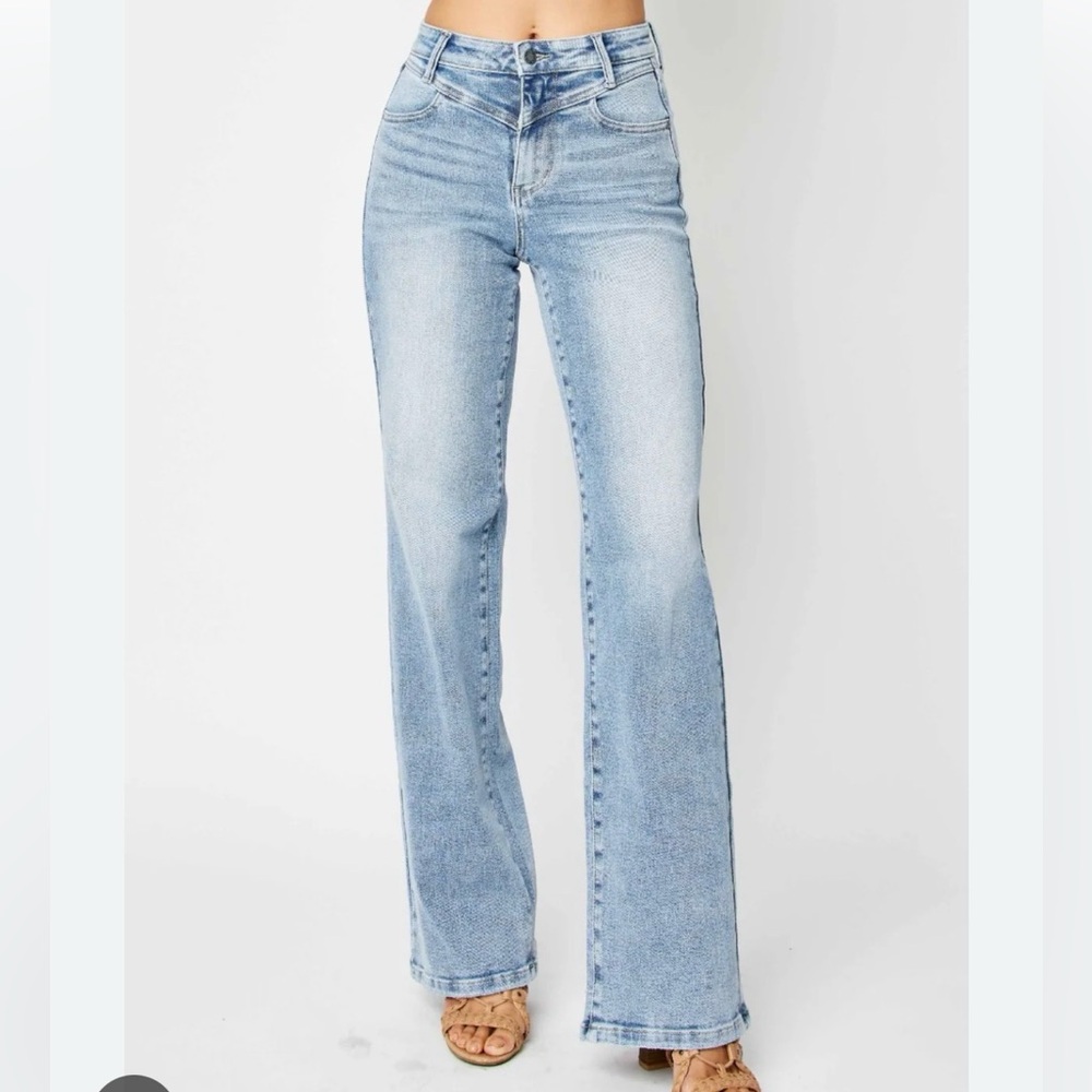 Judy Blue Light Blue High-Waisted Women's Jeans Retro Wide